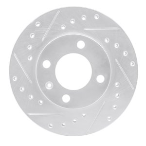 Audi 4000 Brake Rotor (1) - Front Left - R1 Concepts - Drilled & Slotted - Silver - `80-`08